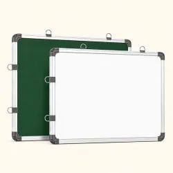 1.5 x 2 Feet Reversible Whiteboard and Greenboard | Dual-Side Writing Board with Melamine Surface | Non-Magnetic Notice & Study Board | Aluminium Frame for Office, Home & Classroom