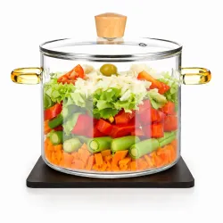 1.5L Heat-Resistant Glass Cooking Pot with Lid