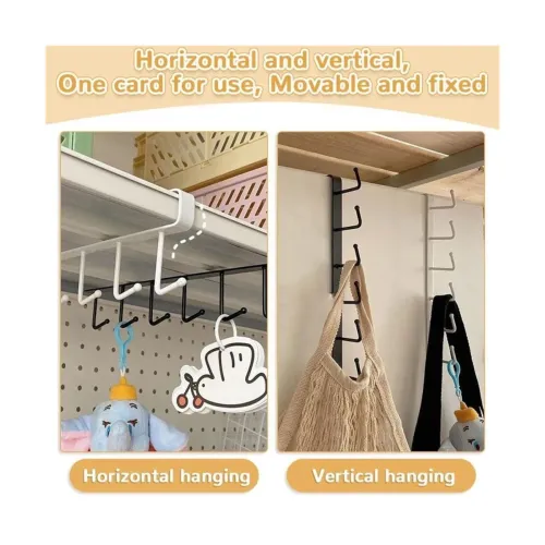 Image of 1 PCS 6 Metal Door Organiser Hook Hanger Under Shelf Kitchen Utensil Hanger Rack