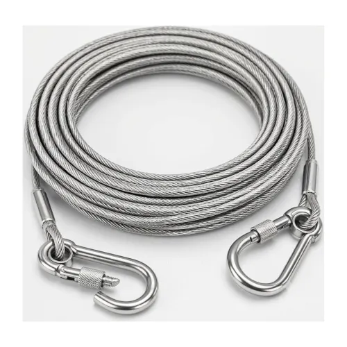Image of 10 Meter Stainless Steel Clothesline Rope with Carabiner Hooks