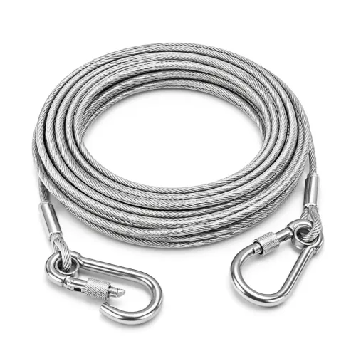 Image of 10 Meter Stainless Steel Clothesline Rope with Carabiner Hooks