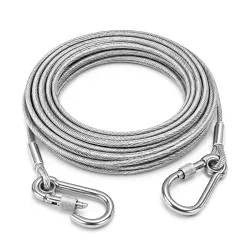 10 Meter Stainless Steel Clothesline Rope with Carabiner Hooks