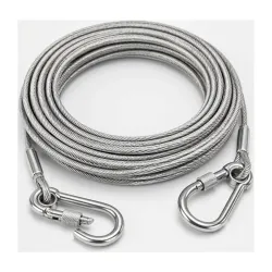 10 Meter Stainless Steel Clothesline Rope with Carabiner Hooks