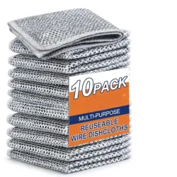 10 Pack Non-Scratch Dish Wash Cloth, Steel Wire Dish Cloth