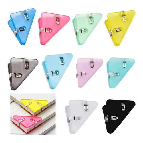 Image of 10 PCS Triangle Paper Clip, Bookmarks, Document Tools & Binder Clips - Multi-Color, Office & Reading, Snack / Paper Clam