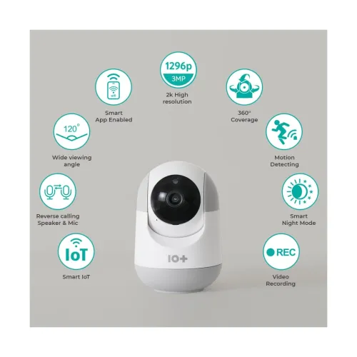Image of 10+ TENPL 3MP, New Launch 2023, QHD Camera, 360° Coverage, Smart Mobile App, View & Talk, Night Vision, Motion Alert, SD