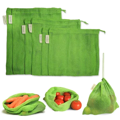 Image of 100% Cotton Set of 6 Fridge Drawstring Bags 