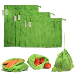 100% Cotton Set of 6 Fridge Drawstring Bags 
