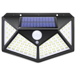 100 LED Solar Wall Light with 5.5V Panel 1200mAh Battery 120° Wide Angle Wireless Motion Sensor
