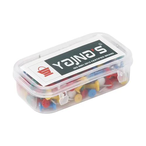 Image of YAJNAS 100 Pieces Transparent Multicolor Push Pins