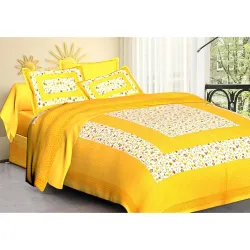 100% Pure Cotton Printed Bedsheet Set with Two Pillow Covers 