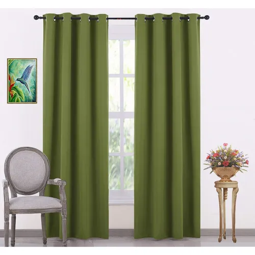 Image of 100% Solid Plain Blackout Door Curtains