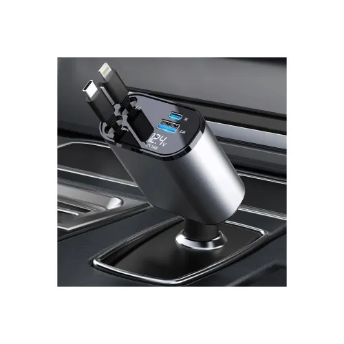 Image of 100W 4-in-1 Fast Car Charger | Retractable & Dual USB