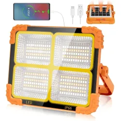 100W Solar LED Work Light with 12000mAh Rechargeable Battery USB Power Bank