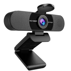 1080P Webcam with Microphone 2 Mics Streaming Webcam with Privacy Cover
