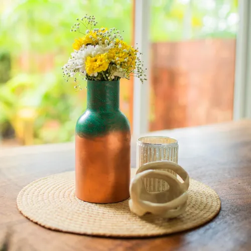 Image of 10Club Large Rust Blue Metal Flower Vase