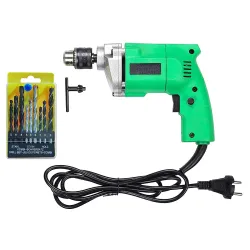 10 mm Powerful Electric Drill Machine with 9 Pieces Drill Bit Set - CMDRL9PCBIT