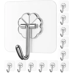10 Pcs Self Adhesive Wall Hook Flower