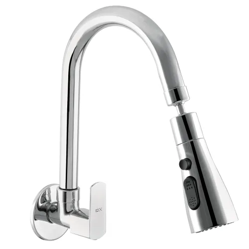 Image of 10X Rotatable Brass Kitchen Sink Tap ST-41023 Rotatable Neck Triple Flow, 3 Function Shower Flow/Foam, Anit Splash Wall 