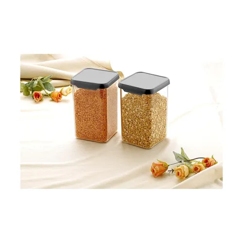 Image of 1100 ML Square Plastic Storage Jar and Container
