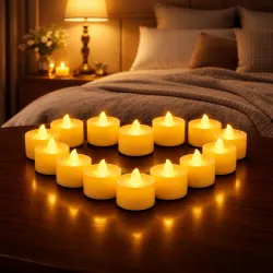 12 Pcs LED Tea Light Candles, Flameless, Smokeless LED Diyas