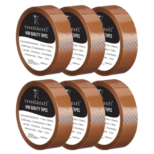 Image of 12mm X 65 meter Pack of 6 Brown BOPP Packing Cello Tape 
