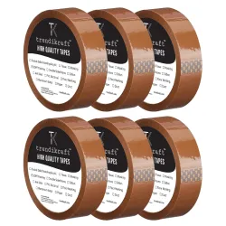 12mm X 65 meter Pack of 6 Brown BOPP Packing Cello Tape with Durable Materials Self Adhesive Heavy Duty Tep Roll Ideal for Packaging Box 1/2 inch 65mtr