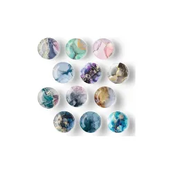 12 Pcs Colorful Marble Texture Crystal Fridge Magnets, Strong Decorative Glass Refrigerator Magnets for Kitchen, Office, Whiteboard, Cabinets, Photos & Home Décor (Marble Texture)