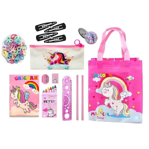 Image of 12pcs unicorn theme stationeries for girls unicorn pencil pouch diary, pencil