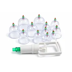 12 Pcs Vacuum Cupping Therapy Set – Massage Suction Cups with Pump for Pain Relief, Muscle Recovery & Relaxation | Reusable Body Massage Apparatus Clear, Transparent