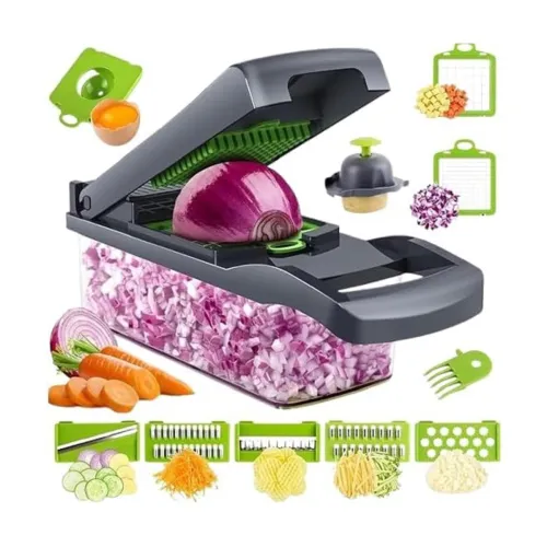 Image of 14-in-1 Vegetable Chopper & Onion Dicer – Multi Blade Cutter for Vegetables, Fruits, Garlic, Carrots, Potatoes – Kitchen