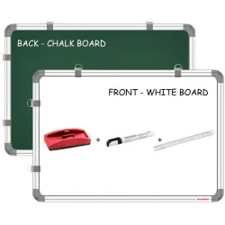 1.5 × 1 FT Non-Magnetic Double Sided White Board & Chalk Board