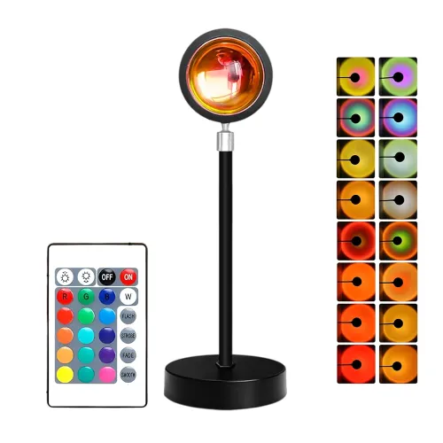 Image of 16 in 1 Colors Remote Sunset lamp, Sunset Projection Lamp Led Night Lights, 360 Degree Rotation Height Adjustable Romant