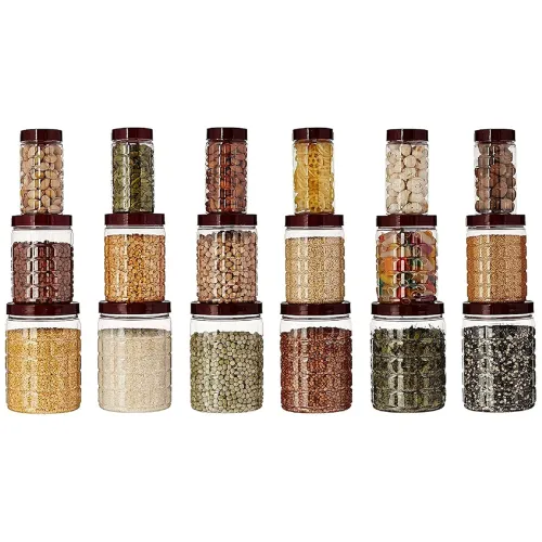 Image of 18 pcs Container Set for Kitchen Plastic Transparent