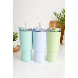1800ml Large Capacity Tumbler with Handle and Straw