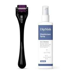 Derma Roller 1mm with Disinfectant for Hair Regrowth | Titanium Coated 540 Stainless Steel Needles | 540 Micro needling Roller | Derma Roller with Disinfectant Spray | Reusable derma pen for...
