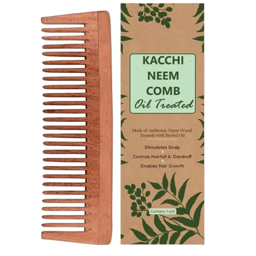 Image of 1pc Kacchi Neem Wooden Comb
