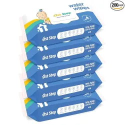 1st Step 99% Pure Water Baby Wipes with lid | Plant Based - 100% Biodegradable | Super Thick Polyester Free I Paraben Fr