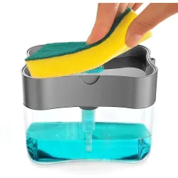 Soap Dispenser - Sponge Holder Dish Sink Dishwashing Liquid Instant Refill Durable 2-in-1 Soap Dispenser with Sponge for Kitchen, Dispenser Soap Pump, Liquid Dish Wash Dispenser(400ml)