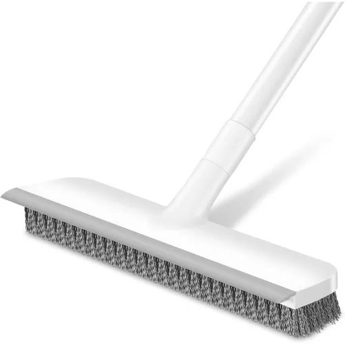 Image of 2-in-1 Bathroom Brush with Wiper Long Handle Floor Scrub Brush with Head for Deep Cleaning Tiles,