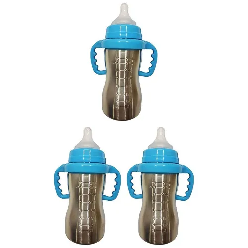 Image of 2 in 1 Double Wall Insulated Feeding Bottle - 290 Ml (Pack of 3)