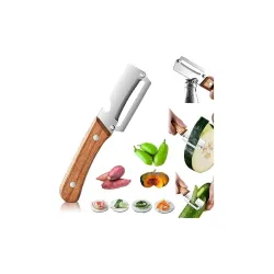 2-in-1 Stainless Steel Vegetable Peeler Wooden Handle Bottle Opener