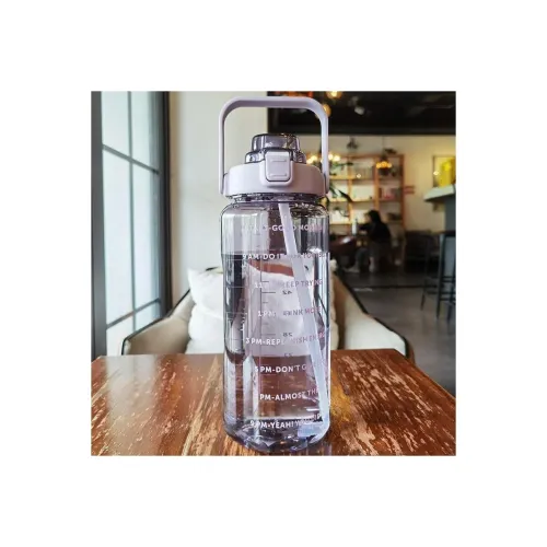 Image of 2 L Capacity Straw Transparent Motivational Water Bottles