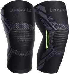 2 Pack Brace, Compression Sleeve Unisex, Running,Gym, Hiking Knee Support (Green, Black)