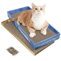 2 Pack Cat Scratcher Cardboard, Reversible Corrugated Cat Scratching Pad Wave Shaped Replacement Cat Scratch Pad Lounge 