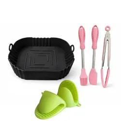 2 PCS Air Fryer Liners I Square Silicone Basket Baking Tray I Pot with Ear
