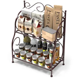 2-Tier Foldable Wrought Iron Spice Rack: Black!