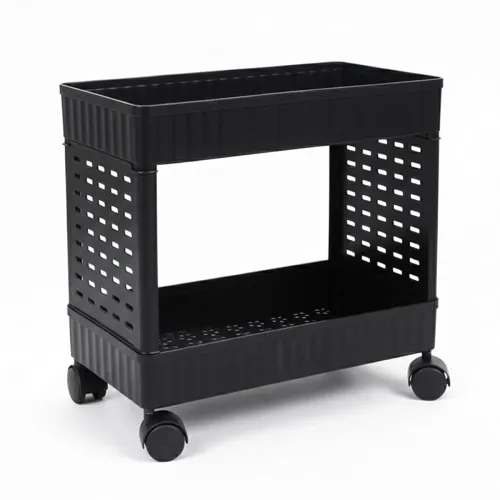 Image of 2-Tier Rolling Storage Cart with Wheels
