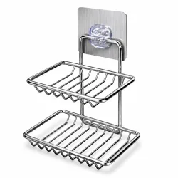2-Tier Self-Adhesive Bathroom Wall Soap Holder