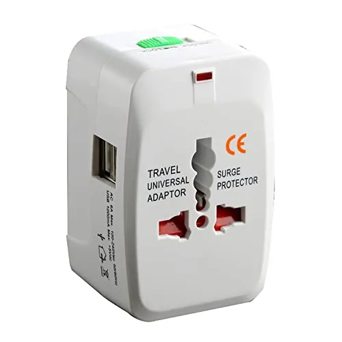 Image of 2 USB Universal Travel Adapter with Built in Dual USB Charger 